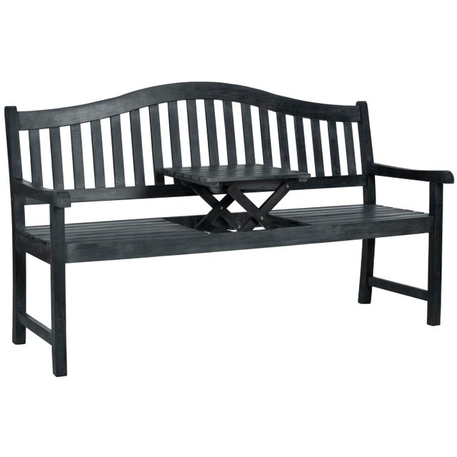 Stop and smell the roses. Crafted with dark slate grey acacia wood and galvanized steel, the Bench’s soft, Asian-inspired...