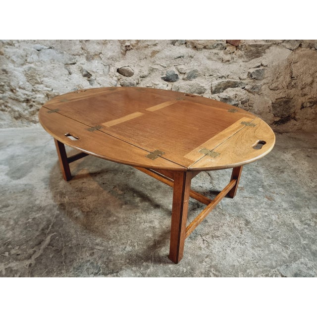 Vintage Nautical Butlers Tray Coffee Table in Mahogany and Walnut, 1960s For Sale - Image 3 of 14