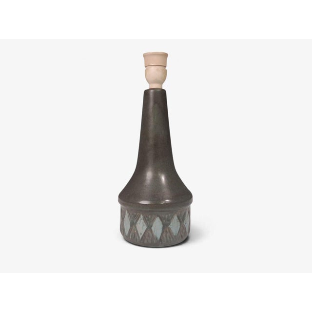 1960s Løvesmose Keramik, Table Lamp, Brown and Turqouise Ceramic, Denmark, 1960s For Sale - Image 5 of 10