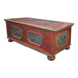 Antique Hand-Painted Chest with Flowers, 1800 For Sale