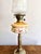 Attractive antique Edwardian quality brass oil lamp, having a quality brass oil lamp with a pretty glass shade with a wavy...