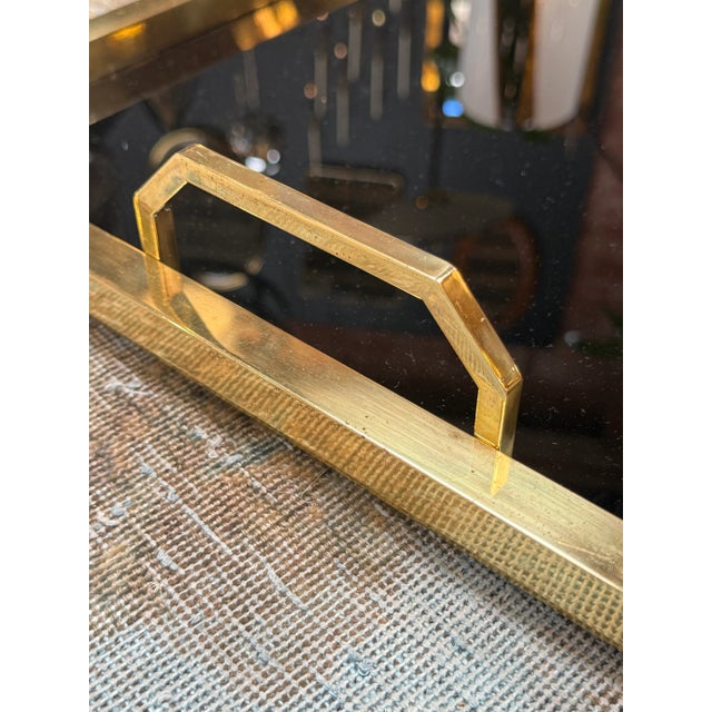 Mid-Century Modern 1970s Serving Tray in Brass and Black Glass, Italy For Sale - Image 3 of 6