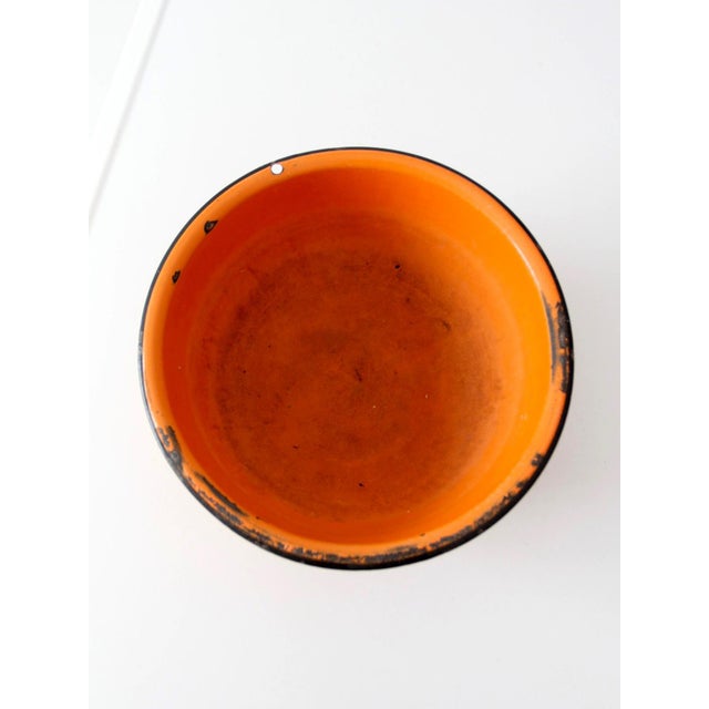 Mid 20th Century Mid 20th Century Orange Enamelware Bowl For Sale - Image 5 of 13