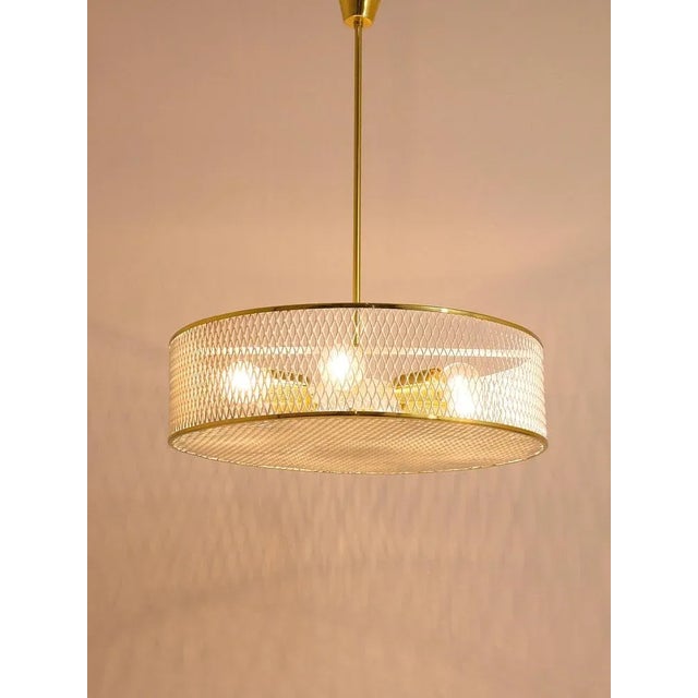 Mid-Century Brass Pendant Lamp attributed to Mathieu Matégot, France, 1950s For Sale - Image 10 of 11