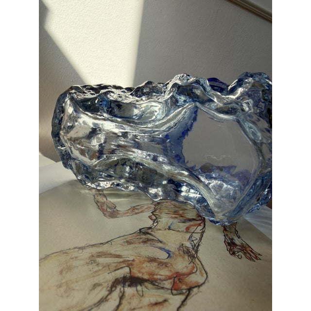 Large Brutalist Cobalt Blue Art Glass Vase by Kaj Blomqvist for Kumela, Finland, 1970s For Sale - Image 17 of 18