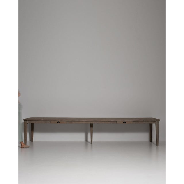 Late 20th Century France Weathered Grey Metal Long Metal-Legged Bench Table For Sale - Image 11 of 11