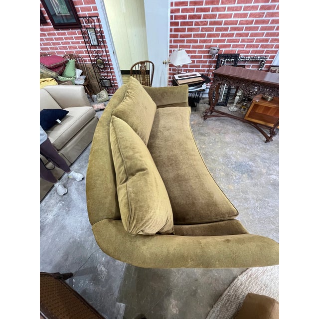 Century Furniture Century Furniture Velvet Curved Skirted Sofa For Sale - Image 4 of 9
