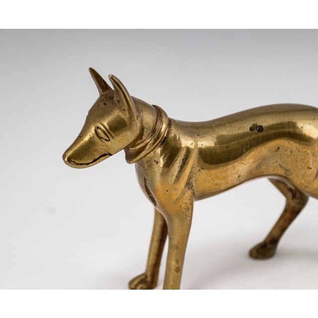 Hollywood Regency Stylized Brass Greyhound Sculpture on Marble Base, 1960s For Sale - Image 15 of 18