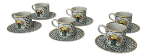 1990s Villeroy & Boch Basket Cups and Saucers - Set of 6