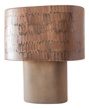 Brown Medium Table Lamp in Stoneware with Hand-Painted Glaze by Lucas Huillet