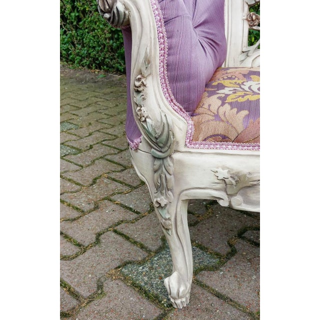 Purple 1970s French Louis XVI Pastel Beech Settee - 1 Pc For Sale - Image 8 of 12