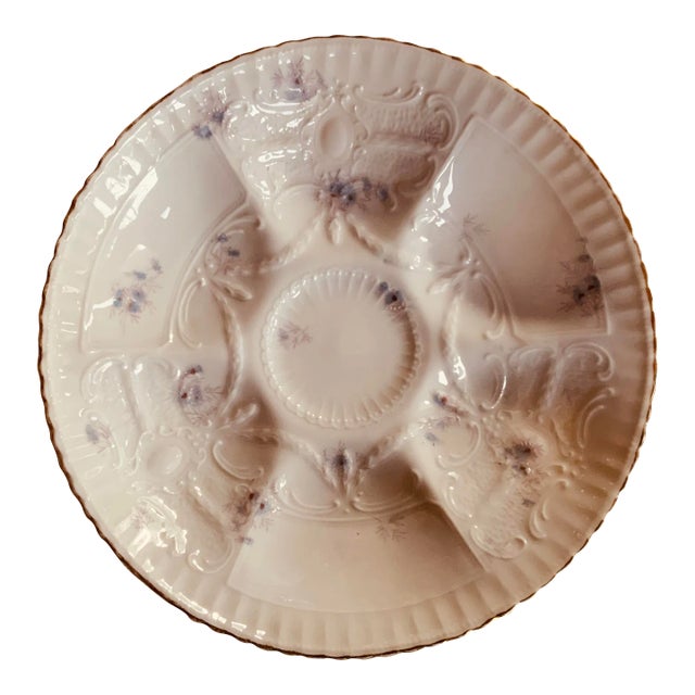 Handpainted French Porcelain Oyster Plate - 19th Century Elegance For Sale