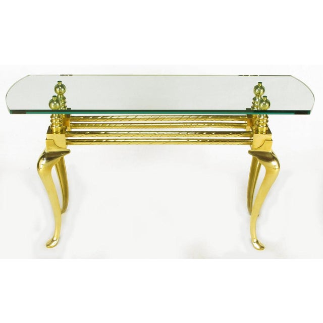 Cast & Polished Brass Cabriole Leg Console Table For Sale - Image 4 of 8