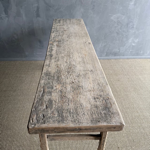 Vintage Elm Wood Console With 4 Drawers For Sale - Image 13 of 13