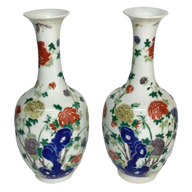 Kangxi Period Famille Verte Vases, 1662-1722, Set of 2 For Sale