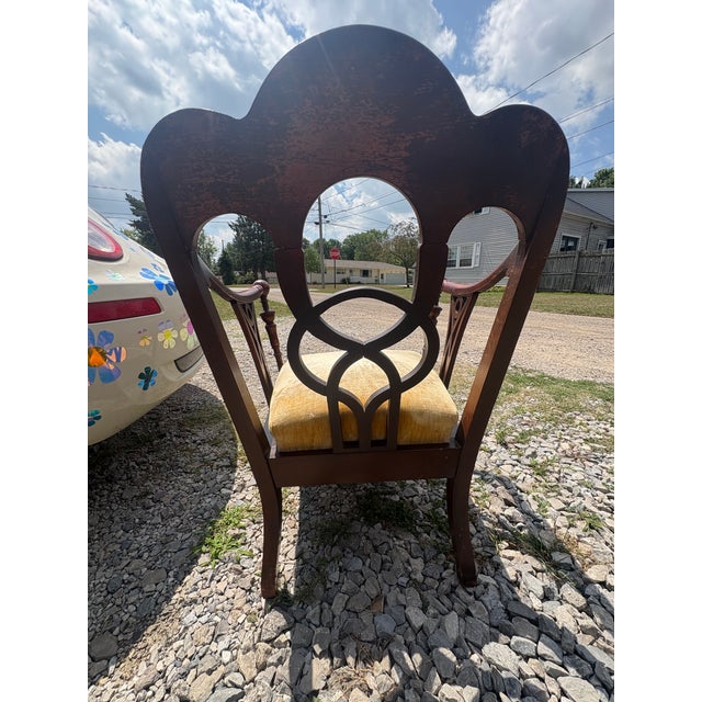 Victorian Late 19th Century Victorian Infinity Loop Handmade Walnut Chippendale Armchair For Sale - Image 3 of 4