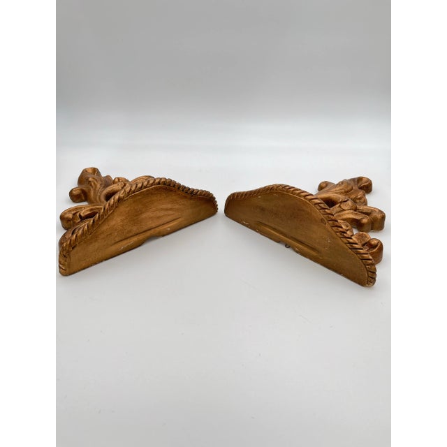 1980s Italian Baroque French Rococo Gold Gilt Plaster Wall Brackets - a Pair For Sale - Image 9 of 11