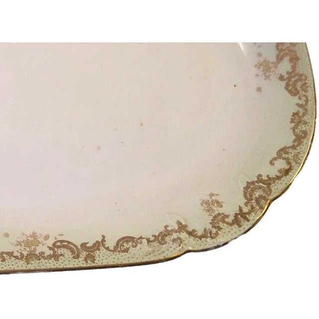 Antique Elite Works Limoges 18" Grand Hostess Platter - Gilded Scrolls & Celadon Dot Border For Sale - Image 10 of 12