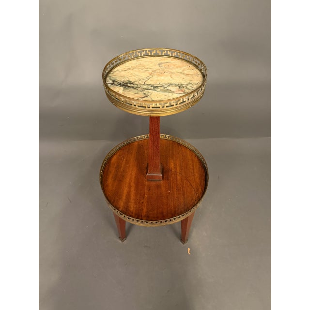 French Neoclassical Style Mahogany Side Table With Marble Top, Circa 1890 For Sale - Image 14 of 15