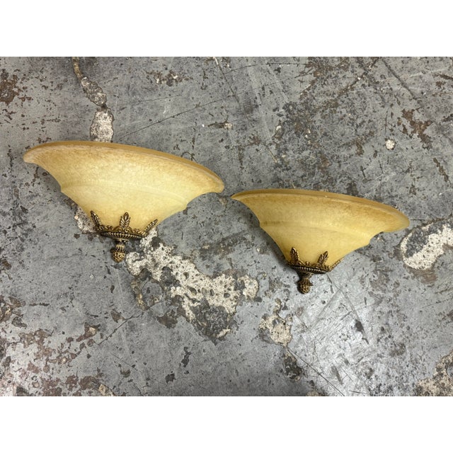 Neoclassical Inspired Frosted Glass Wall Sconces, Pair For Sale - Image 4 of 12