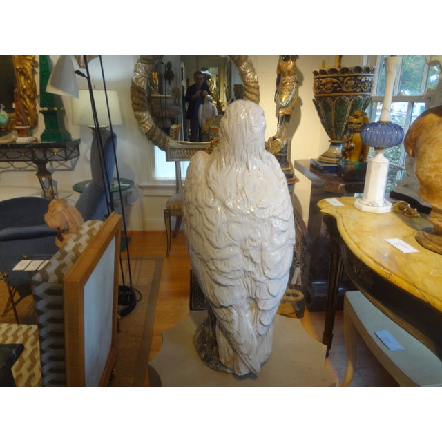 Vintage Italian Glazed Terracotta Eagle Sculpture For Sale In Houston - Image 6 of 11