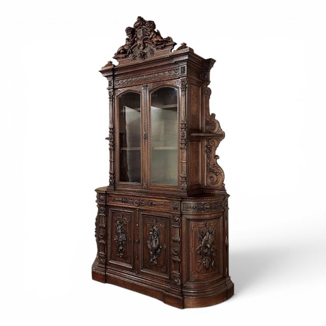 Mid 19th Century Grand 19th Century French Renaissance Revival Bookcase Signed by Sculptor Benjamin Deguil For Sale - Image 5 of 18