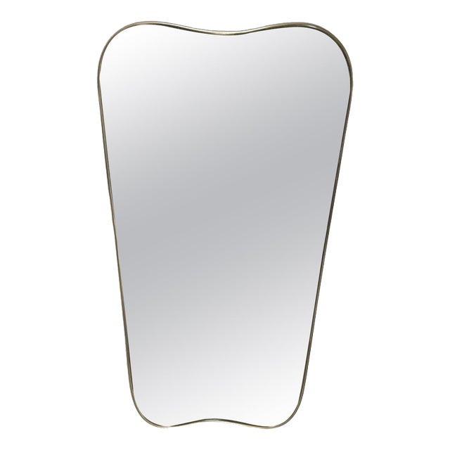 Mid-Century Brass Wall Mirror, Italy, 1950s For Sale