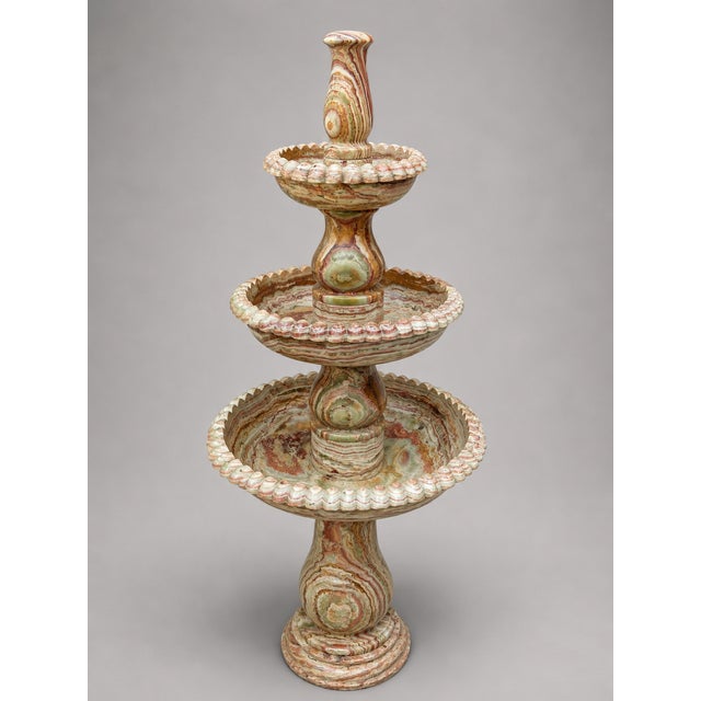 Rare Multi-Color Onyx Marble 3-Tier Water Fountain – 55" Tall | Luxury Garden Fountain by Zarva Stone For Sale - Image 4 of 8