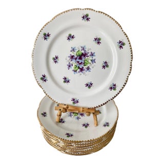 Royal Stafford Sweet Violets Gold Edge Salad Plates - Set of 10 For Sale