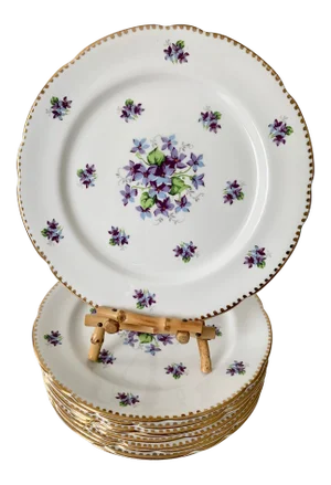 Royal Stafford Sweet Violets Gold Edge Salad Plates - Set of 10