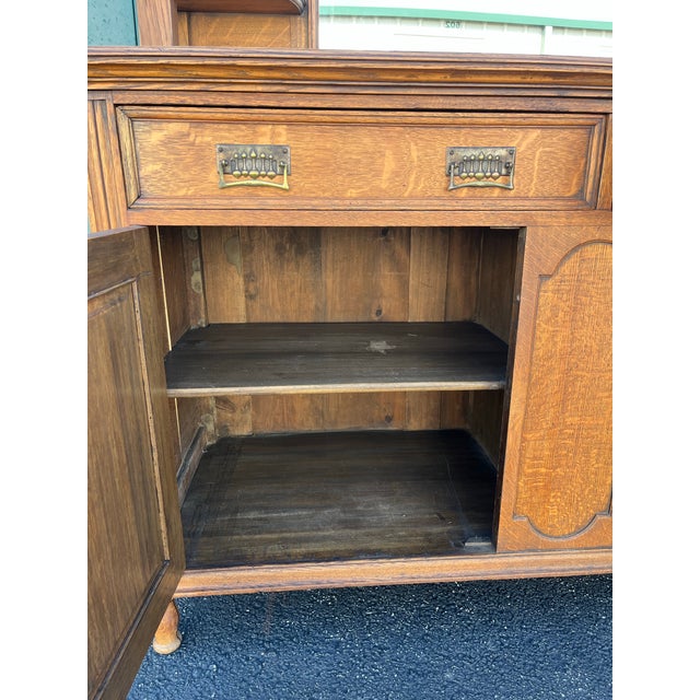 Early 20th Century Antique Arts and Crafts Quartersawn Oak Sideboard Buffet For Sale - Image 5 of 12