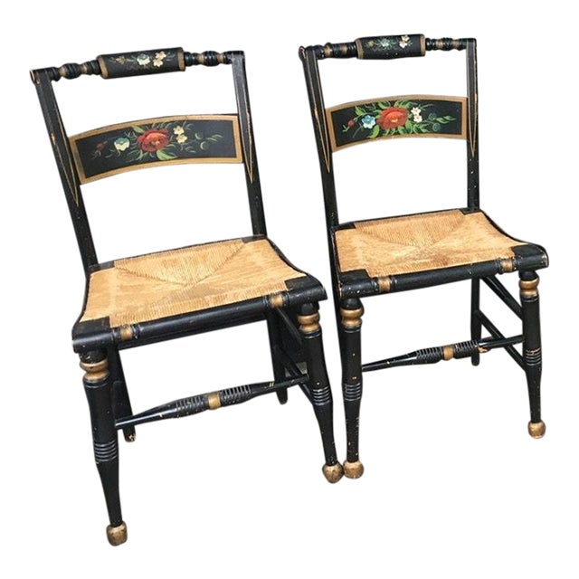 Vintage L. Hitchcock Hand Painted Chairs Set of 4 Chairish