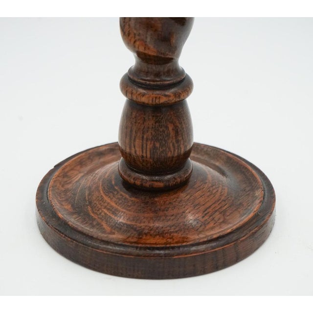 Early Victorian English Oak Barley Twist Candleholders, Set of 2 For Sale - Image 9 of 12