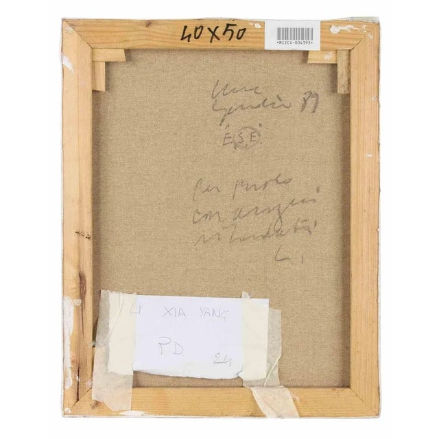 Abstract composition is an original contemporary artwork realized by the Oriental artist Li Xia Yang. Mixed colored...