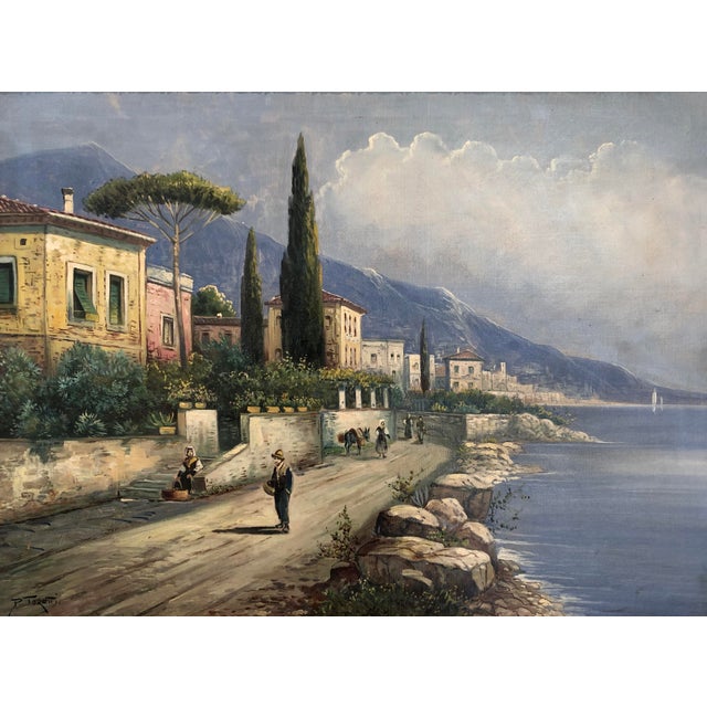 Pietro Toretti, Route côtière sud avec cèdres et pins, Oil on Canvas, Framed For Sale - Image 14 of 14