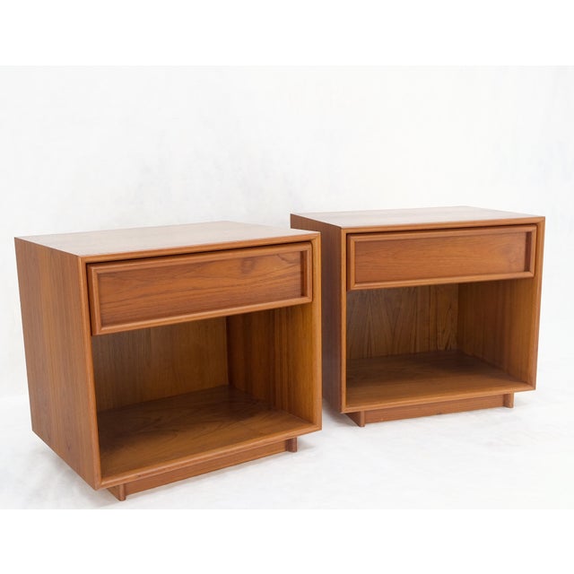 Pair of Mid Century Danish Modern Teak One Drawer Nightstands End Tables MINT! For Sale - Image 12 of 12