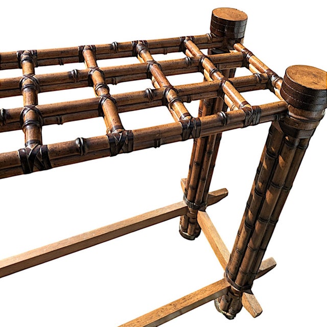 Mid-Century Rattan & Bamboo Console Table in the Manner of McGuire Furniture For Sale - Image 10 of 10