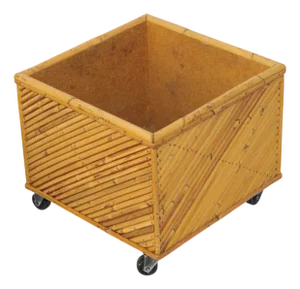 Planters in Rattan and Bamboo Cane, 1970s, Set of 2