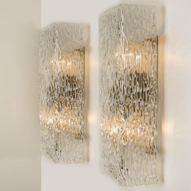 Textured Rock Wave Glass Wall Light attributed to J.T. Kalmar, Austria, 1960s For Sale - Image 6 of 14