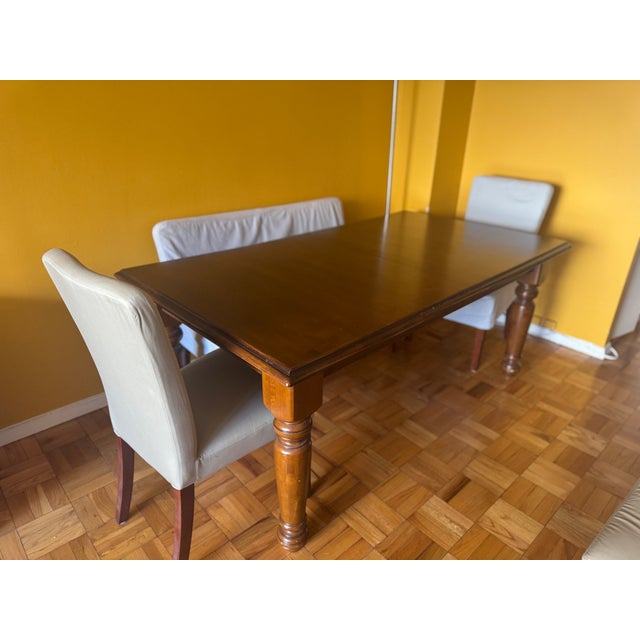 Brown Vintage Pottery Barn Table + Protective Cover For Sale - Image 8 of 8