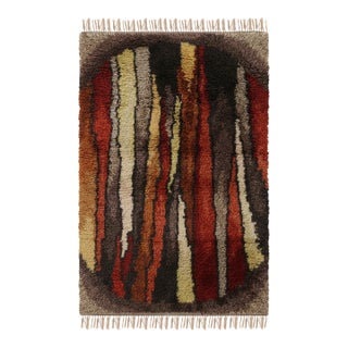 Vintage Swedish Rya Rug, Colorful Scandinavian Geometric Patterns - Rug & Kilim For Sale