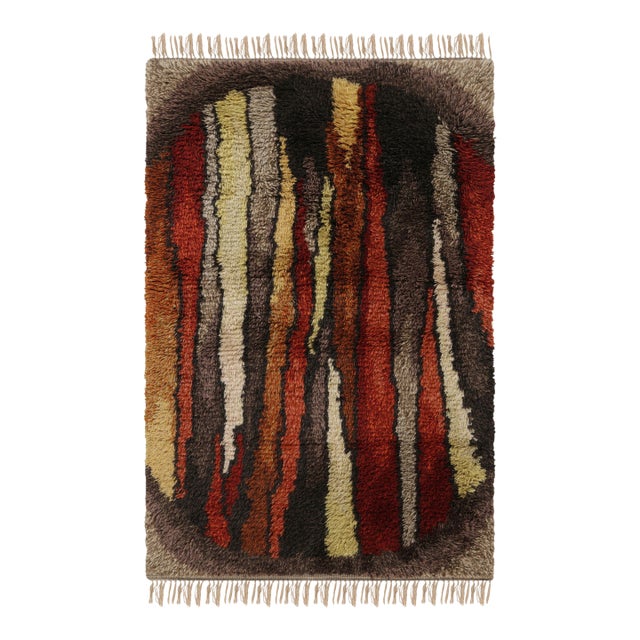 Vintage Swedish Rya Rug, Colorful Scandinavian Geometric Patterns - Rug & Kilim For Sale