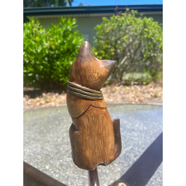 Mid 20th Century Vintage Hand-Carved and Painted Wooden Folk Art Cat Figure For Sale - Image 5 of 10
