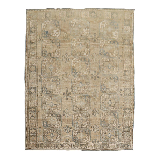 Early 20th Century Soft Brown Denim Blue Tribal Ersari Carpet For Sale