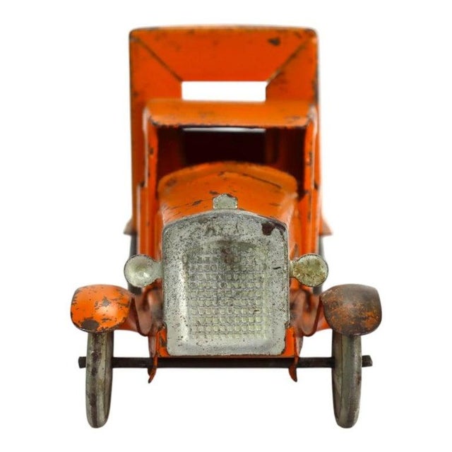 Orange Antique Pressed Steel “Toy Town Grocery” Advertising Truck C1920 For Sale - Image 8 of 10
