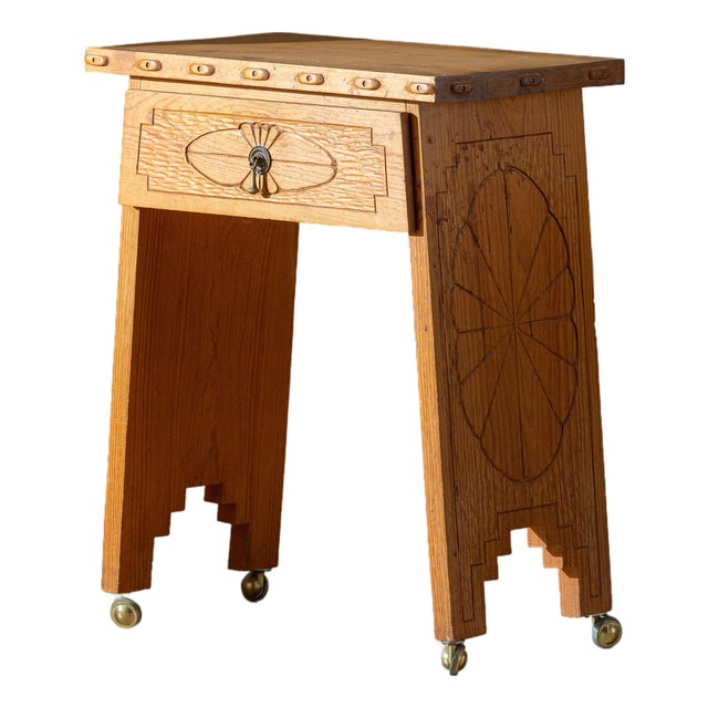 Mid-20th Century Hand-Carved New Mexico Pine Side Table in the Wpa Tradition For Sale