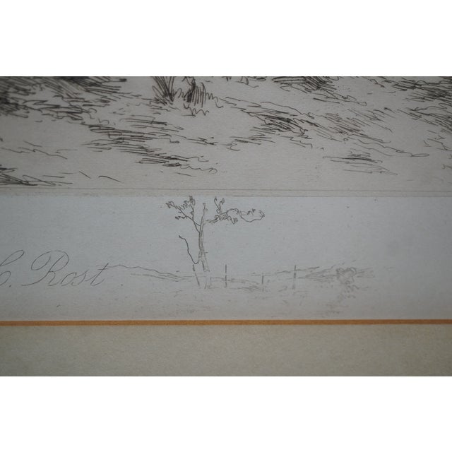 Printmaking Materials Antique Ernest C Rost Country Farmhouse Panoramic Landscape Etching 31" For Sale - Image 7 of 13