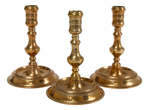 Antique Danish Brass Candlesticks from Næstved, 1780s, Set of 3