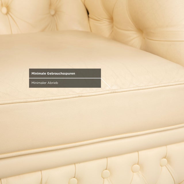 Cream Vintage Chesterfield Centurion Leather Armchair in Cream For Sale - Image 8 of 17
