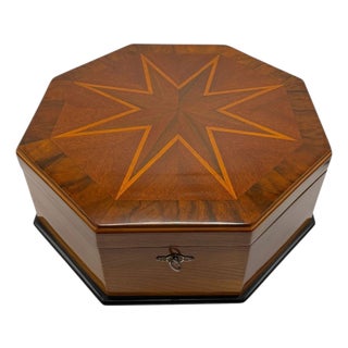 Bauhaus Octagonal Box in Ash, Walnut, Maple, Mahogany, and Velvet, Vienna, 1920s For Sale